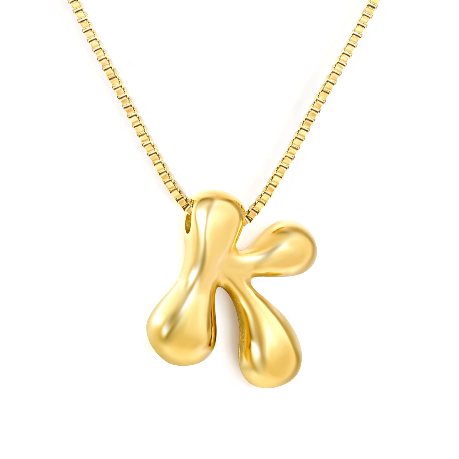 Alphabet Pendant A-Z 1.2 Box 40+5cm + 6mm Round Tail Tag Necklace Gold asonjewelry